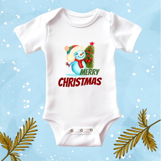 クリスマス雪だるま ベビーボディスーツ