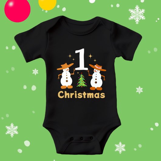 クリスマス雪だるま ベビーボディスーツ