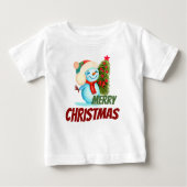 クリスマス雪だるま ベビーTシャツ (正面)