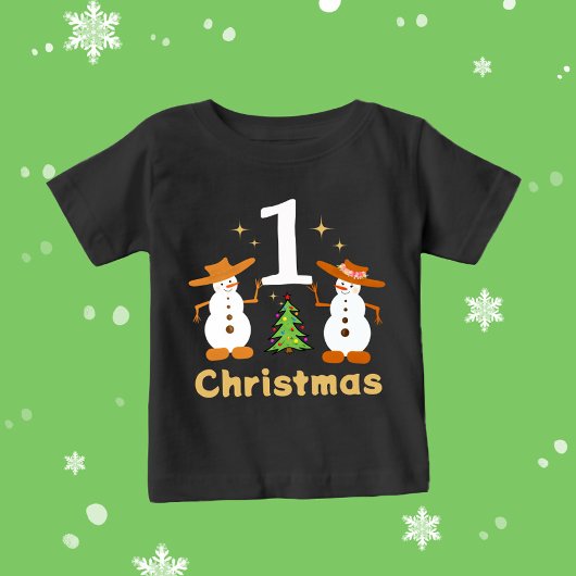 クリスマス雪だるま ベビーTシャツ