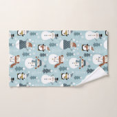 クリスマス雪だるま，ペンギンと木 バスタオルセット (ハンドタオル)