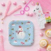 クリスマス雪だるま ペーパープレート (パーティー)