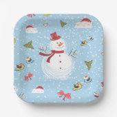 クリスマス雪だるま ペーパープレート (正面)