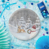 クリスマス雪だるま ペーパープレート (パーティー)