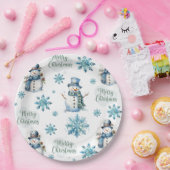 クリスマス雪だるま ペーパープレート (パーティー)