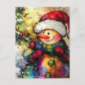 クリスマス雪だるま ポストカード (正面)