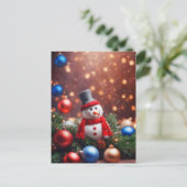 クリスマス雪だるま ポストカード (スタンド正面)