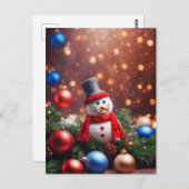 クリスマス雪だるま ポストカード (正面/裏面)