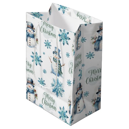 クリスマス雪だるま ミディアムペーパーバッグ (正面アングル)