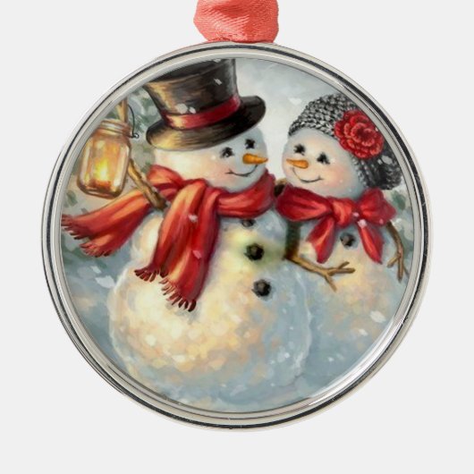 クリスマス雪だるま メタルオーナメント (正面)
