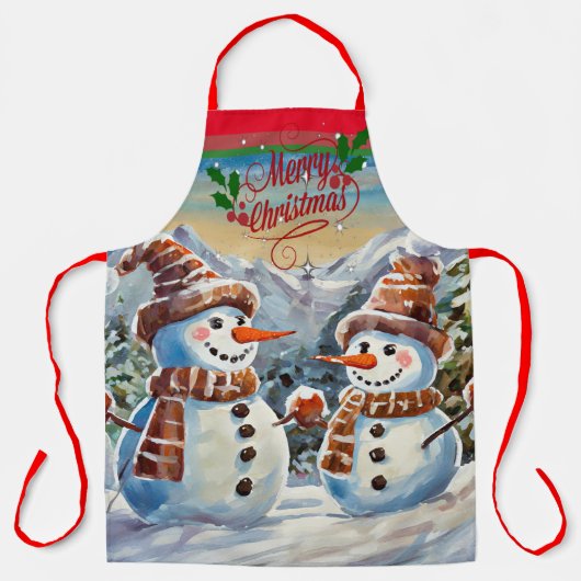 クリスマス雪だるま、メリー・クリスマス。 エプロン (正面)