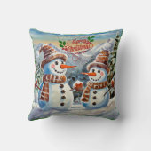クリスマス雪だるま、メリー・クリスマス。 クッション (裏面)