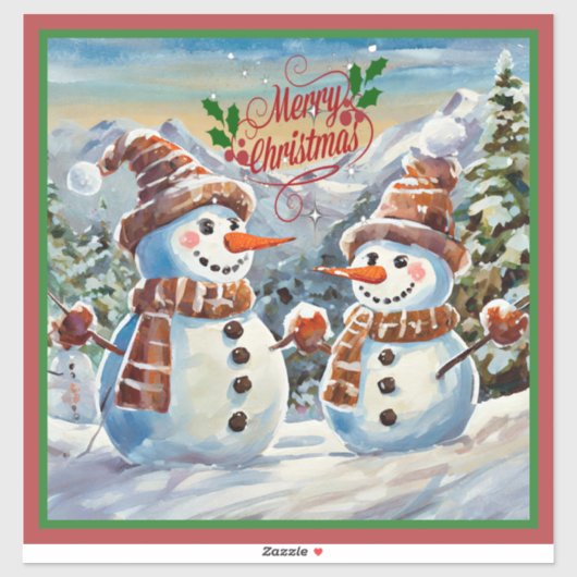 クリスマス雪だるま、メリー・クリスマス。 シール (シート)