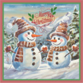クリスマス雪だるま、メリー・クリスマス。 シール (正面)
