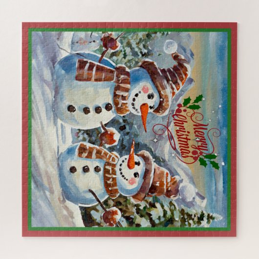 クリスマス雪だるま、メリー・クリスマス。 ジグソーパズル (横)