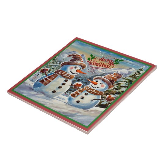 クリスマス雪だるま、メリー・クリスマス。 タイル (側面)