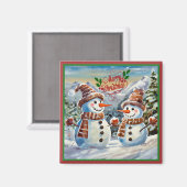 クリスマス雪だるま、メリー・クリスマス。 マグネット (正面/裏面)