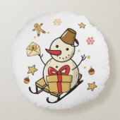 クリスマス雪だるま ラウンドクッション (裏面)