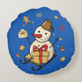 クリスマス雪だるま ラウンドクッション (裏面)