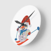 クリスマス雪だるま ラウンド壁時計 (傾斜)