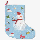 クリスマス雪だるま ラージクリスマスストッキング (正面)