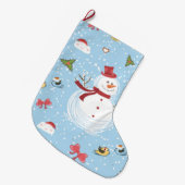 クリスマス雪だるま ラージクリスマスストッキング (正面 (吊り時))