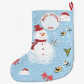 クリスマス雪だるま ラージクリスマスストッキング (裏面)