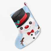 クリスマス雪だるま ラージクリスマスストッキング (裏面 (吊り時))