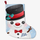 クリスマス雪だるま ラージクリスマスストッキング (正面)