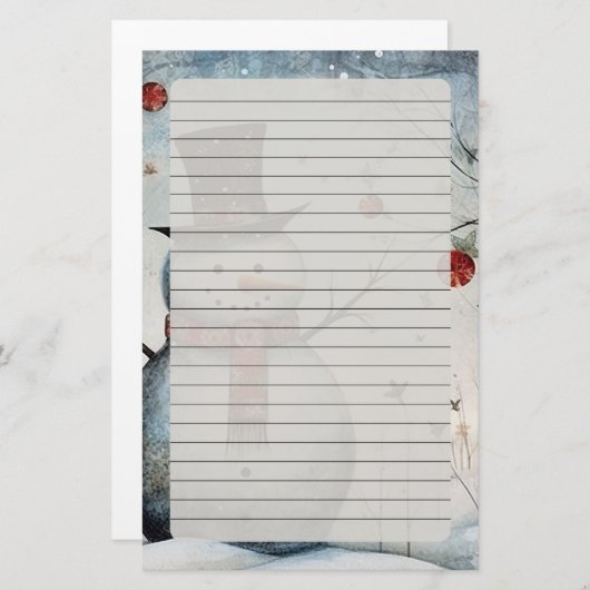 クリスマス雪だるま 便箋 (正面/裏面)