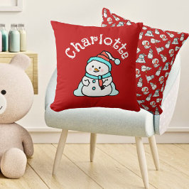 クリスマス雪だるま（名前） | レッド クッション