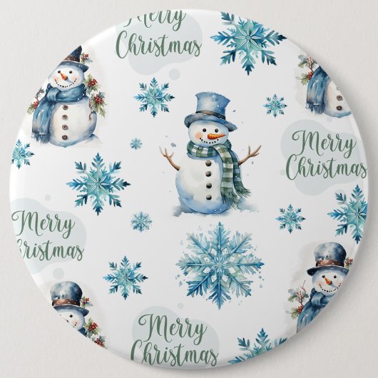 クリスマス雪だるま 缶バッジ (正面)