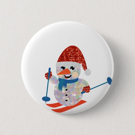 クリスマス雪だるま 缶バッジ (正面)