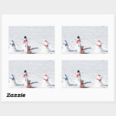 クリスマス雪だるま 長方形シール (シート)