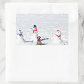 クリスマス雪だるま 長方形シール (バッグ)