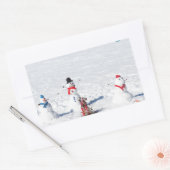 クリスマス雪だるま 長方形シール (封筒)