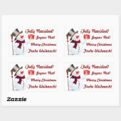 クリスマス雪だるま 長方形シール (シート)