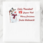 クリスマス雪だるま 長方形シール (バッグ)