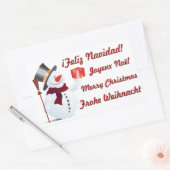 クリスマス雪だるま 長方形シール (封筒)