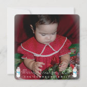 クリスマス雪だるまBabys Kidsフォトグリーティング 招待状 (正面)