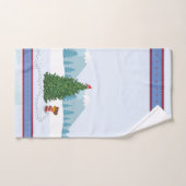 クリスマス雪のシーンと雪だるまと子犬 バスタオルセット (ハンドタオル)