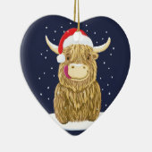 クリスマス雪のスコットランドの高地の牛 セラミックオーナメント (右)
