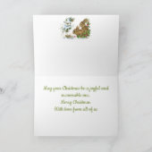 クリスマス雪のヴィンテージのバンニーと鳥 カード (内部)