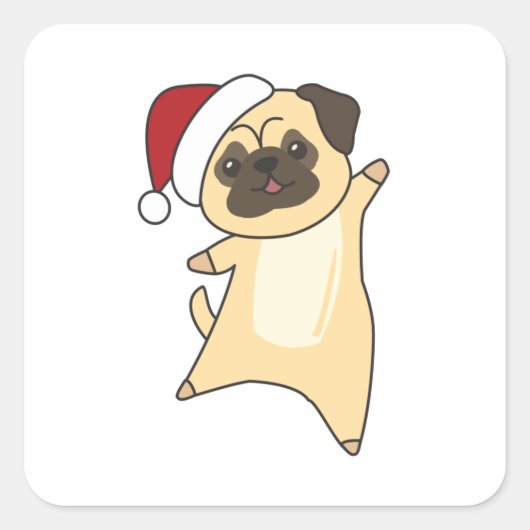 クリスマス雪の冬の動物の犬をもぐ スクエアシール (正面)