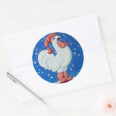 クリスマス雪の歌で赤帽子のチキンラベル ラウンドシール (封筒)