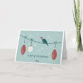 クリスマス雪の鳥とオーナメント シーズンカード (裏面)