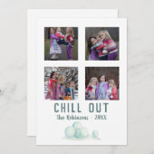 クリスマス雪をテーマにしたファミリーフォトコラージュ シーズンカード (正面/裏面)