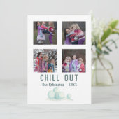 クリスマス雪をテーマにしたファミリーフォトコラージュ シーズンカード (スタンド正面)