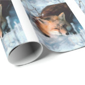 クリスマス雪キツネホリデークリスマス冬ワイルドライフ ラッピングペーパー (ロールコーナー)