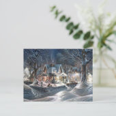 クリスマス雪バックグランドホリデーポストカード シーズンポストカード (スタンド正面)